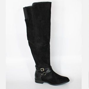 XOXO Womens Thames Black Over-The-Knee Boots